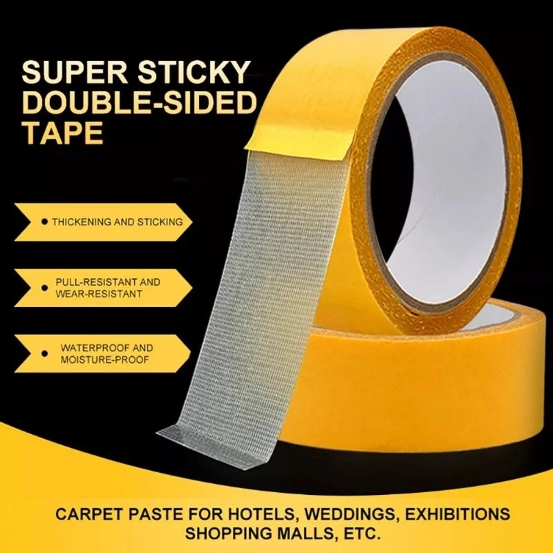 Yellow - Double Sided High Viscosity Grid Fiber Tape (黄) 强力布基双面胶