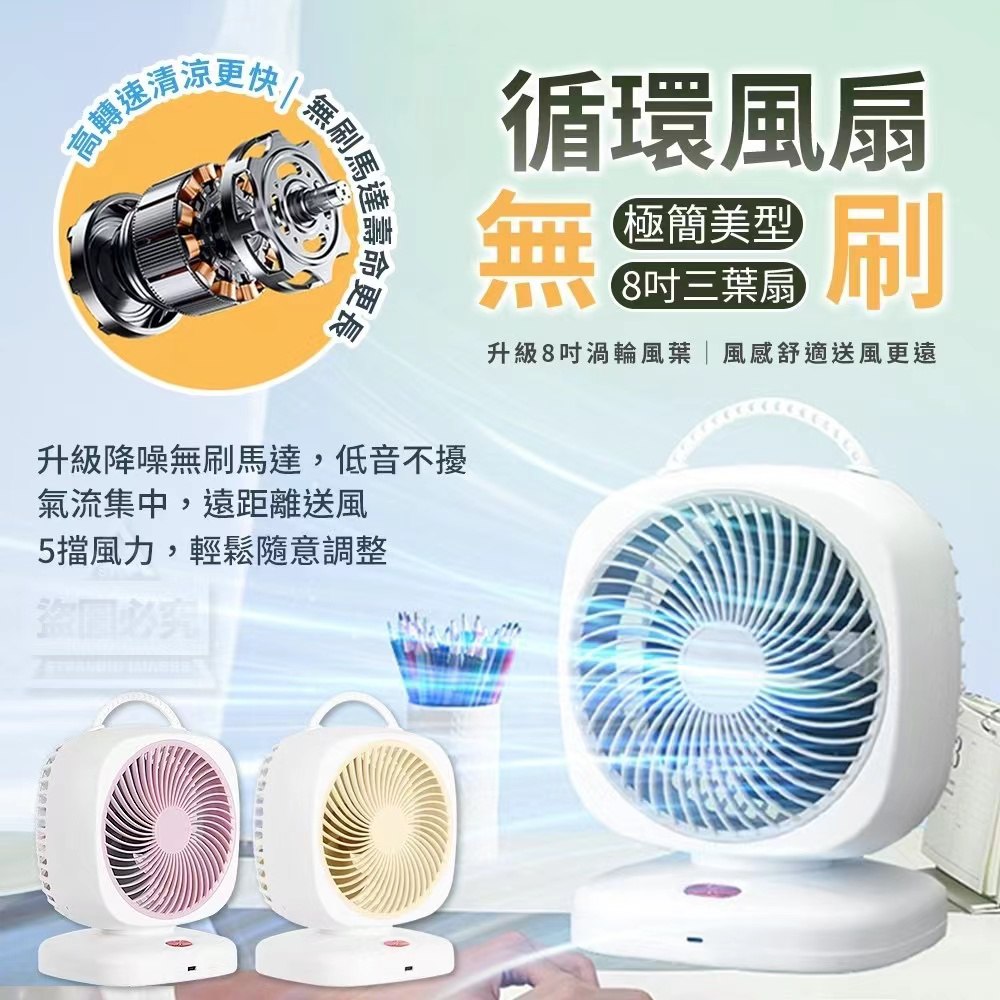 Minimalist 8-Inch Brushless Circulating Fan 极简美型8吋无刷循环风扇